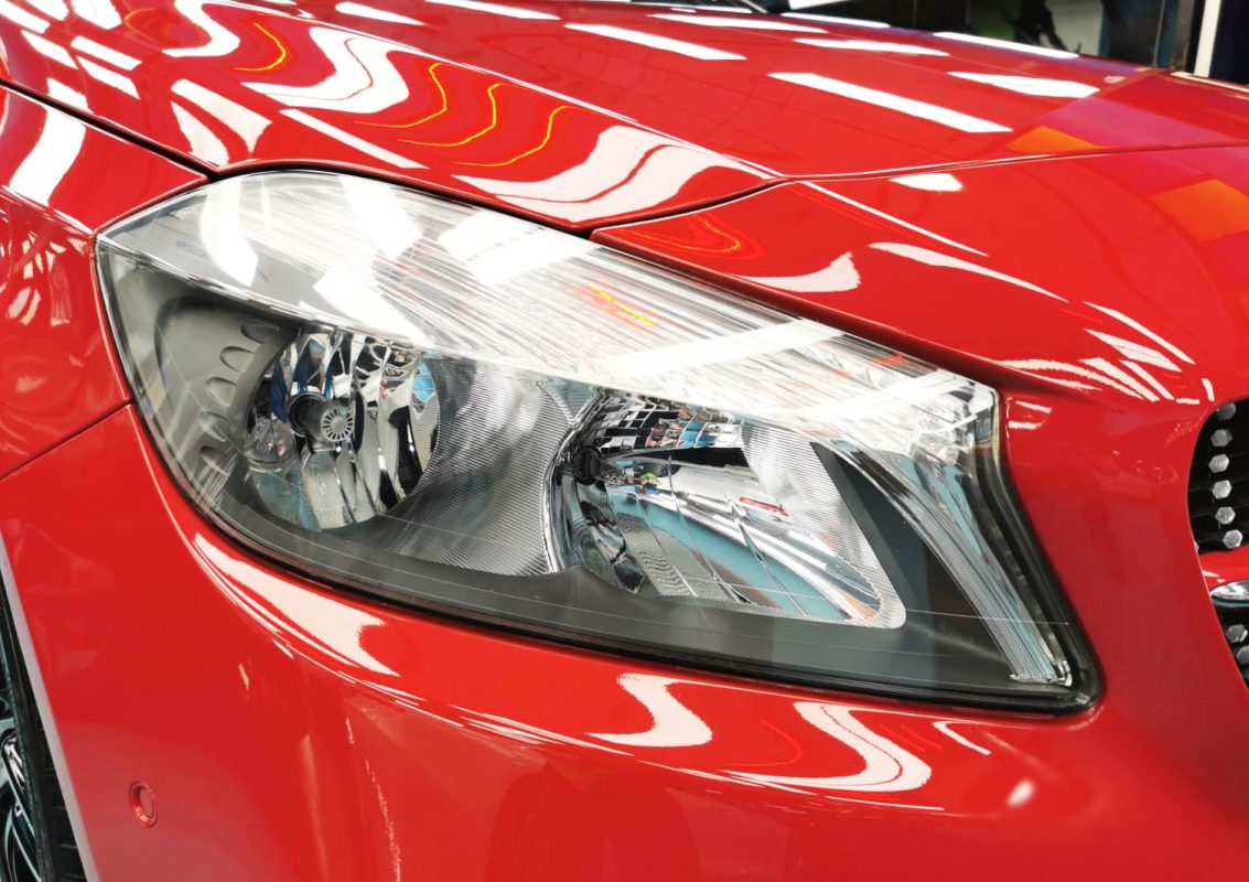 The A180's coated paintwork showing clean reflections.