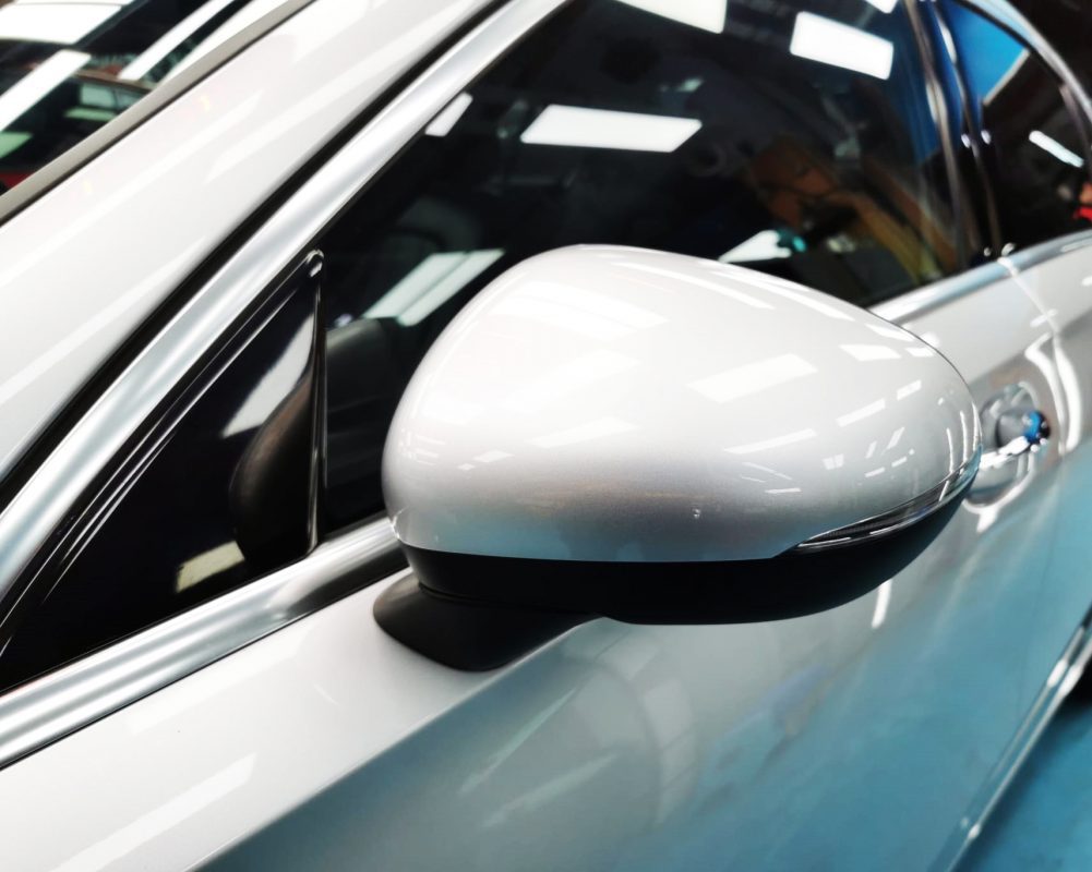 Side panel of the Mercedes-Benz A200 with the ceramic finish locked in.