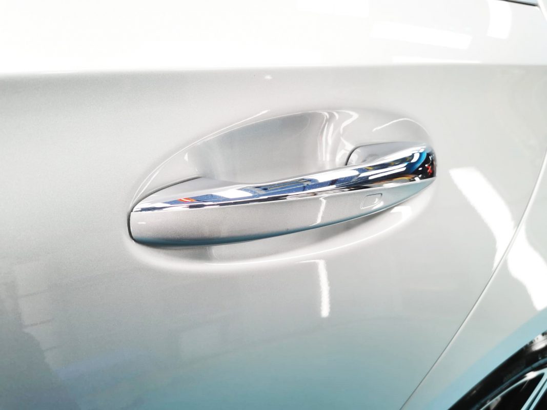 Front three-quarter view of the Mercedes-Benz A200 after coating.