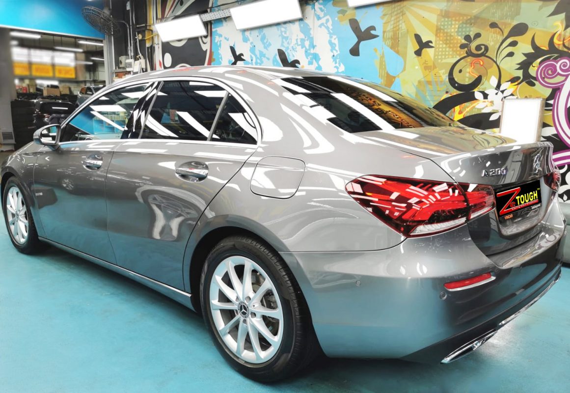 Rear quarter of the A200, glossy and protected.