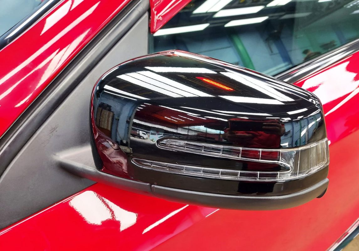 Front three-quarter view of the Mercedes-Benz A250 Sport after coating.