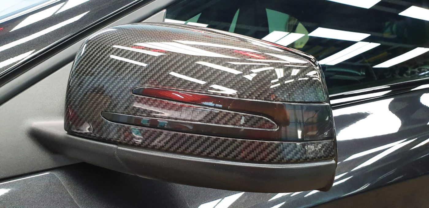 Side panel of the Mercedes-Benz A45 with the ceramic finish locked in.