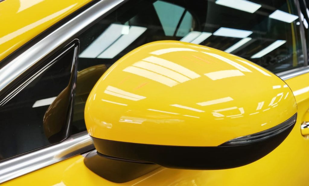 Side panel of the Mercedes-Benz AMG A35 with the ceramic finish locked in.
