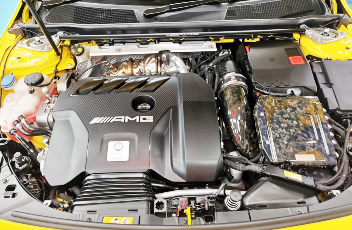Detail of the Mercedes-Benz AMG CLA45S's bodywork sealed with ZeTough Titanium.