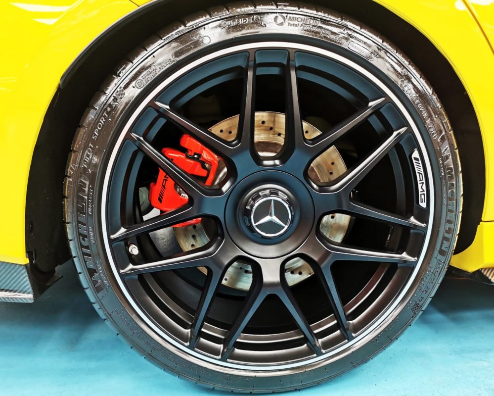 The Mercedes-Benz AMG CLA45S, finished and ready for collection.