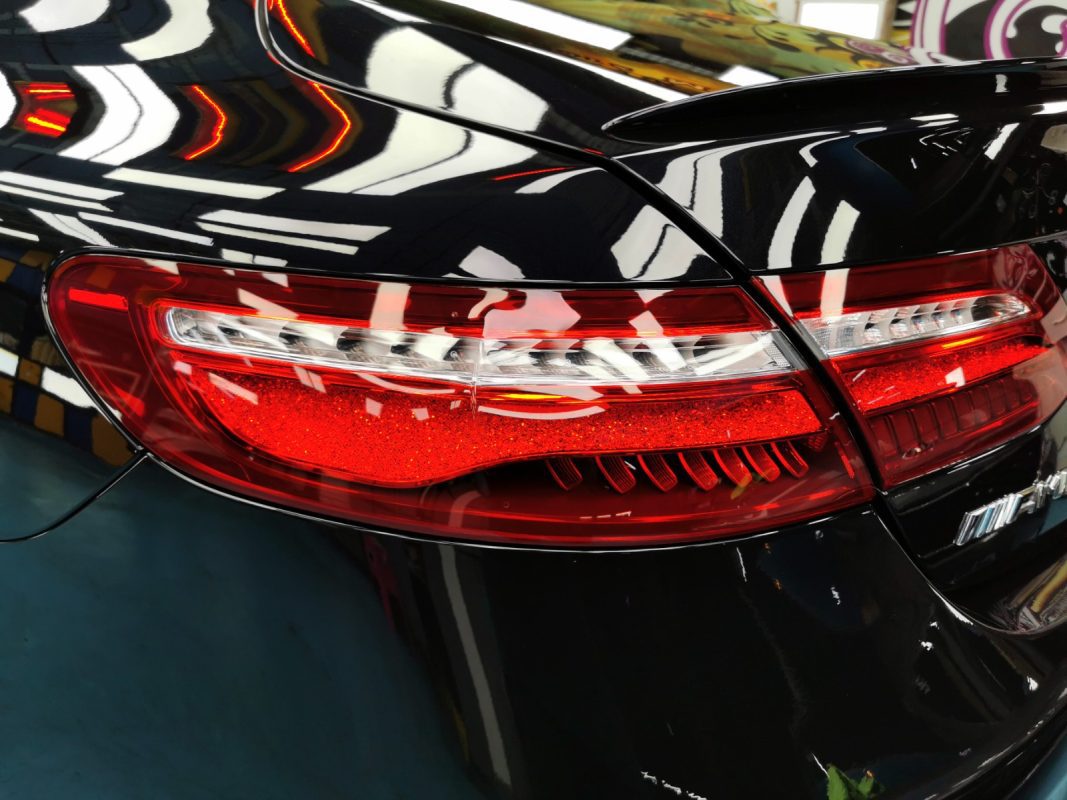 A finished detail of the resprayed Mercedes-Benz AMG E53.