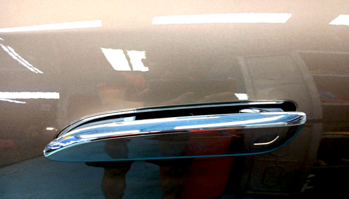 Front three-quarter view of the Mercedes-Benz AMG E53 after coating.