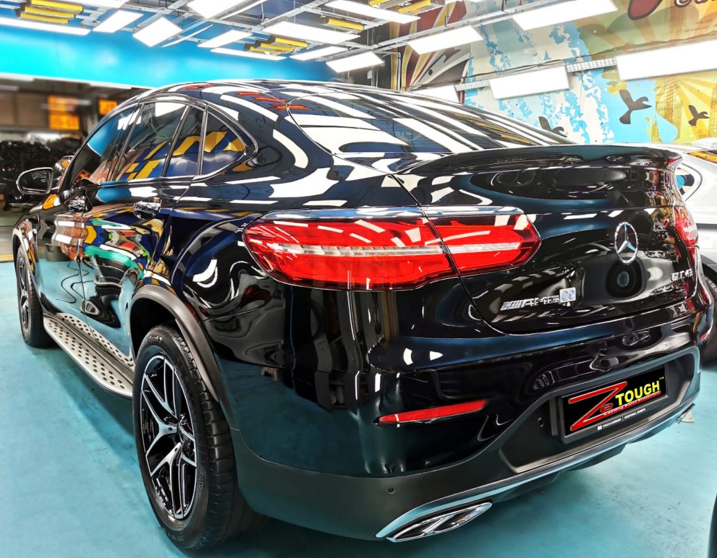 Rear quarter of the AMG GLC43, glossy and protected.