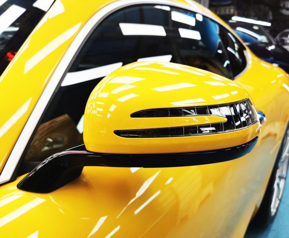 Side panel of the AMG GT with the ceramic finish locked in.