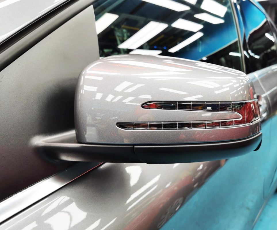 Side panel of the B180 with the titanium finish locked in.