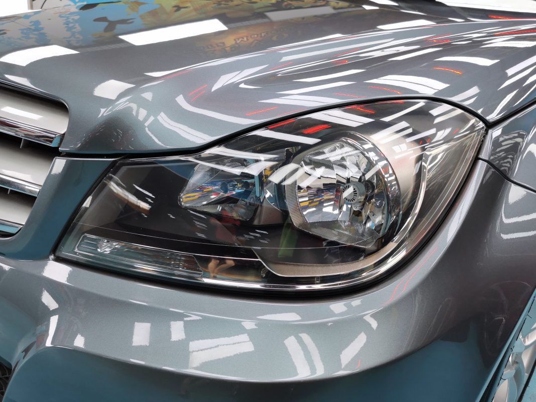 A finished detail of the resprayed C200.