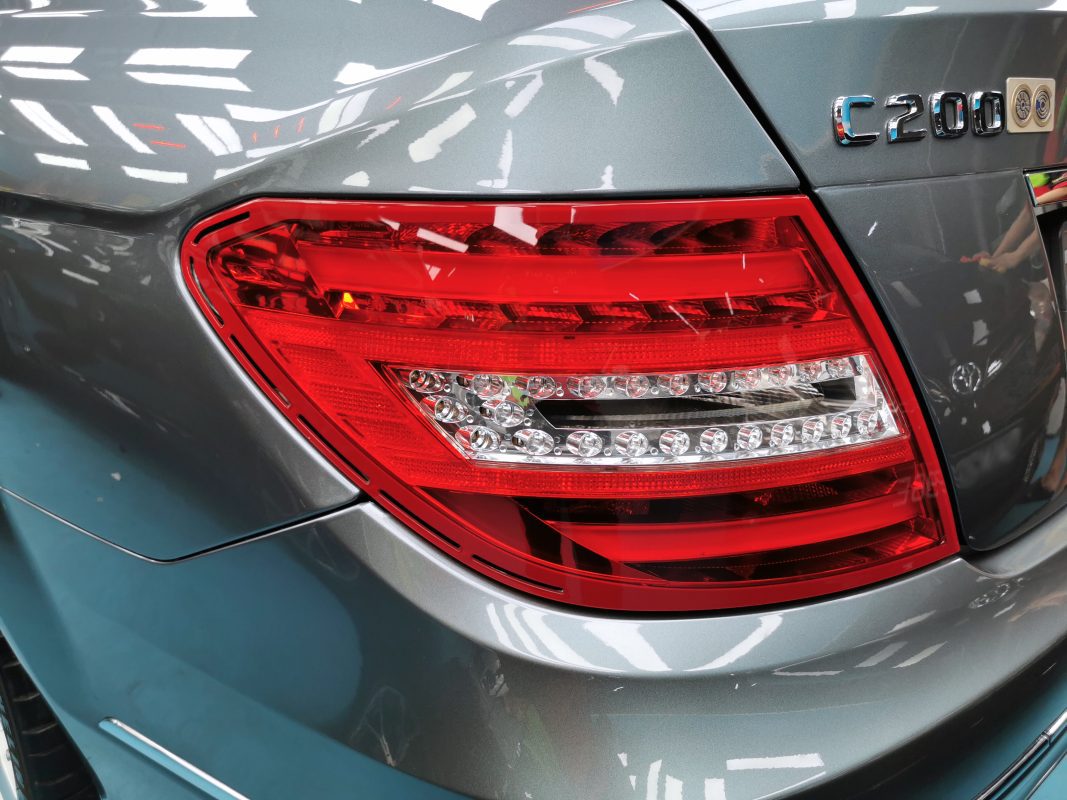The Mercedes-Benz C200 ready for collection after the respray.