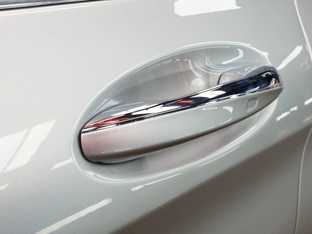 Front three-quarter view of the Mercedes-Benz C200 after coating.