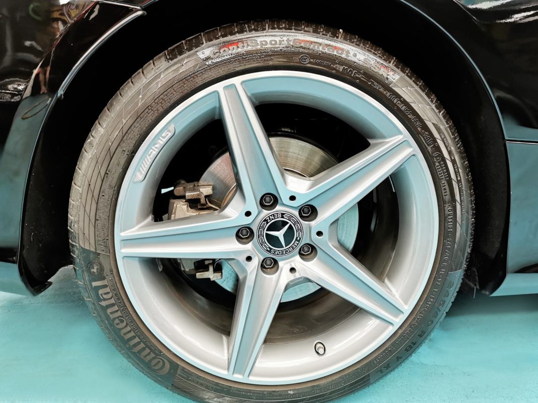 The black Mercedes-Benz C300, finished and ready for collection.