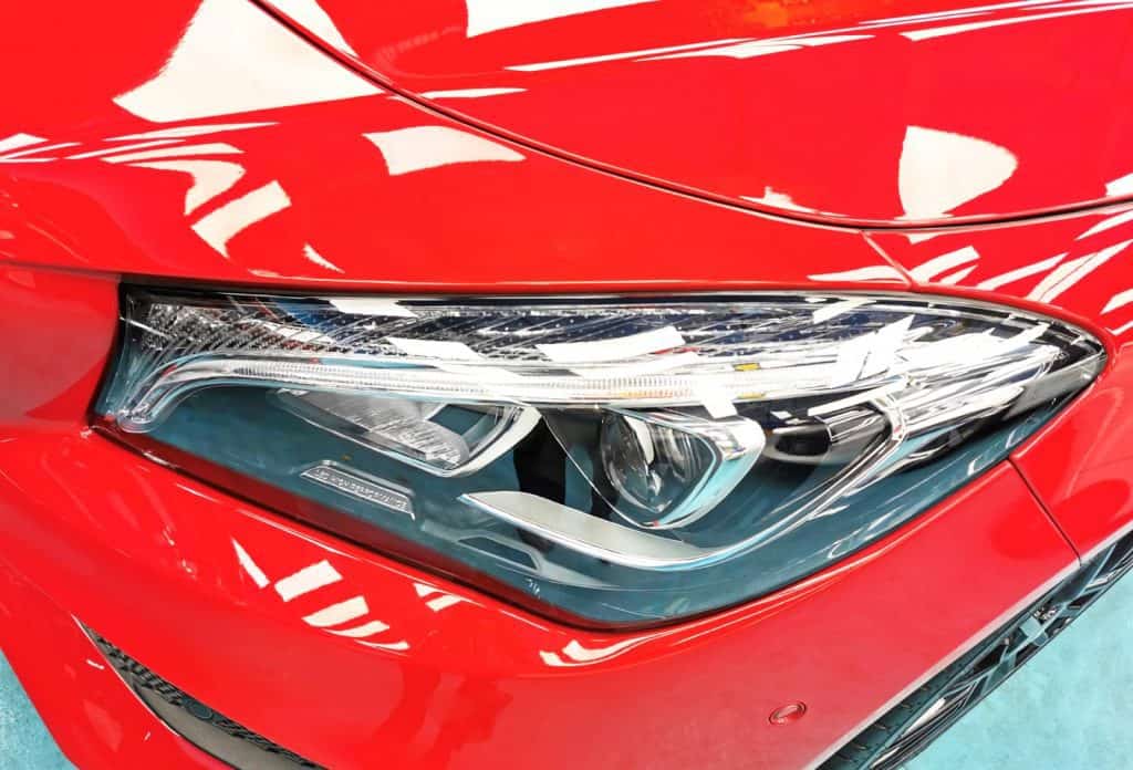 The CLA 180's coated paintwork showing clean reflections.