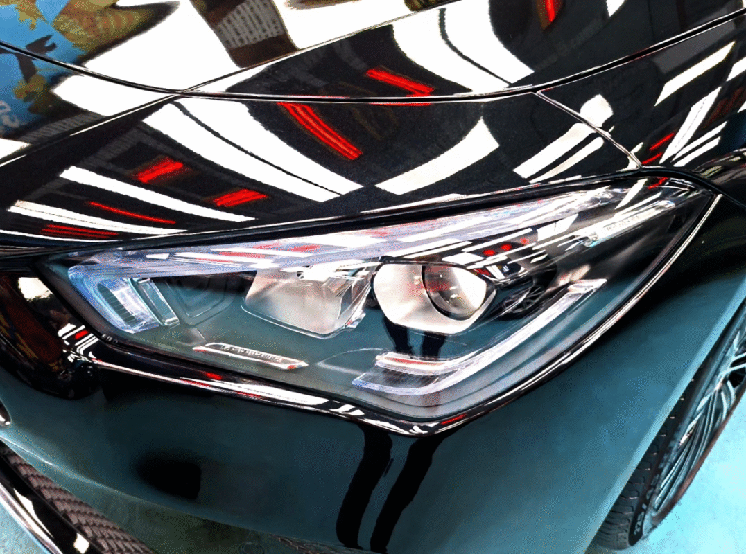 The CLA180's coated paintwork showing clean reflections.