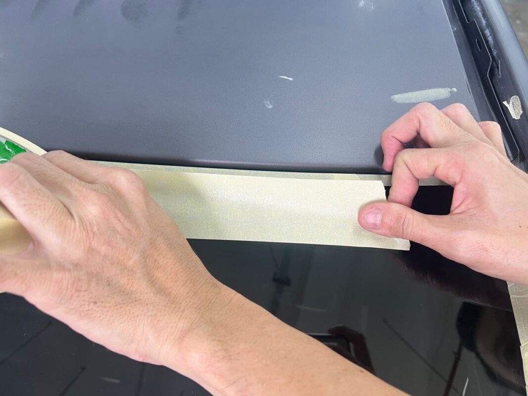Spray booth work begins on the Mercedes-Benz CLA180.