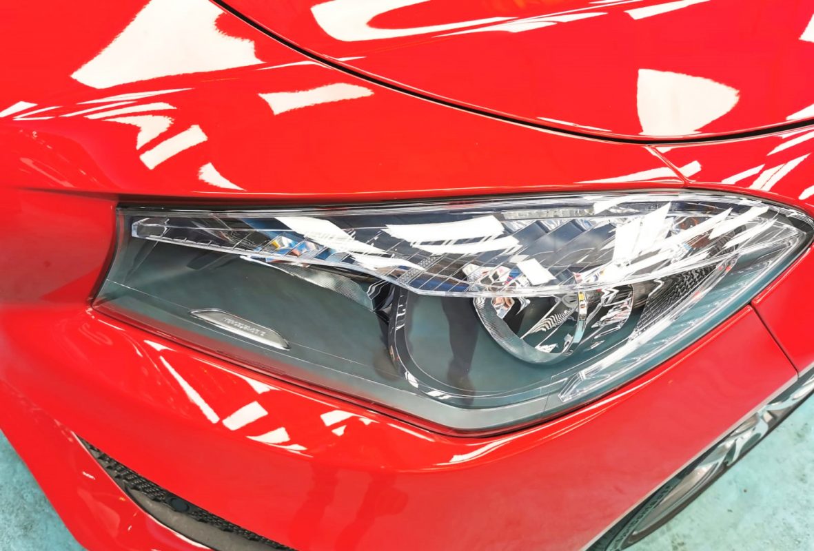 The CLA180's coated paintwork showing clean reflections.