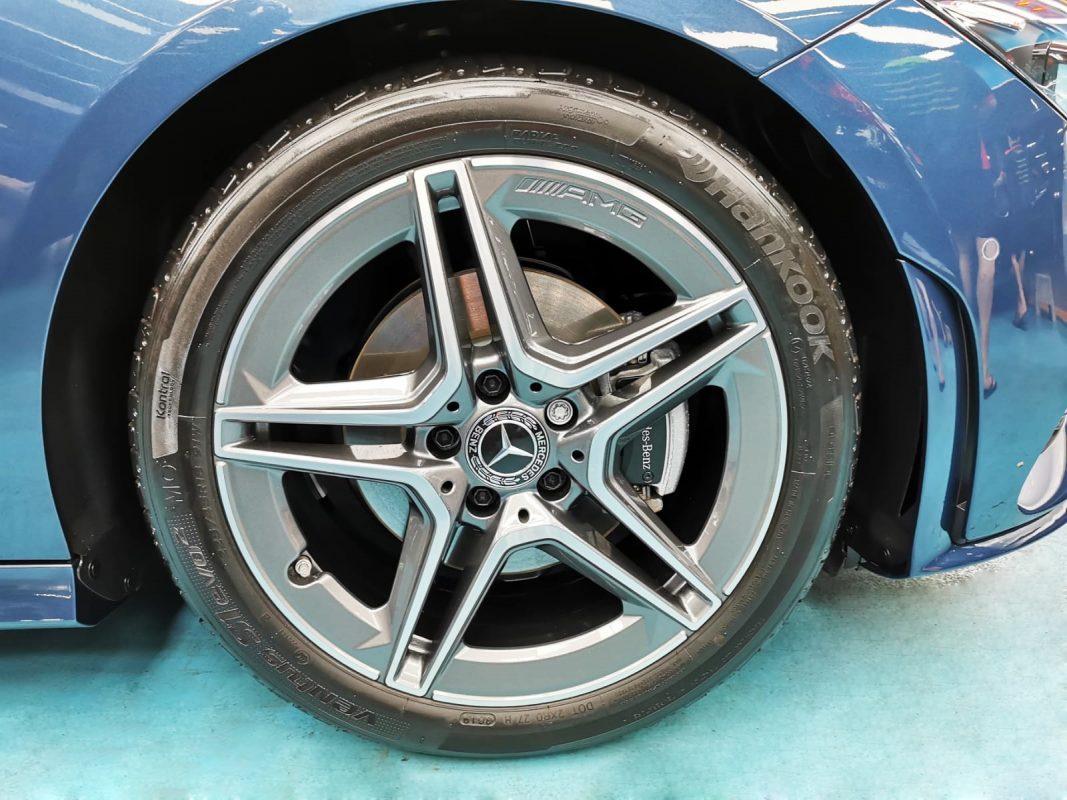The Mercedes-Benz CLA180, finished and ready for collection.