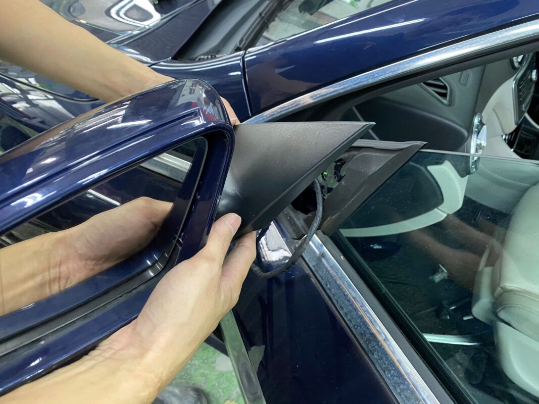 The Mercedes-Benz CLA200 stripped down, panels removed at Revol Carz.