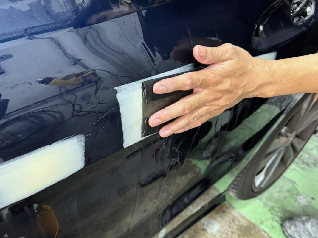 The CLA200 panel after wet-sanding, surface smooth and prepared for primer.