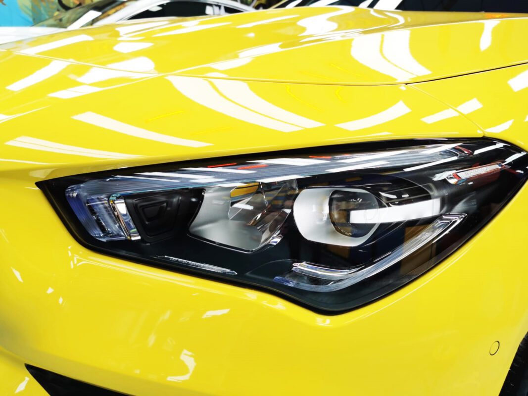 The CLA250's coated paintwork showing deep reflections.