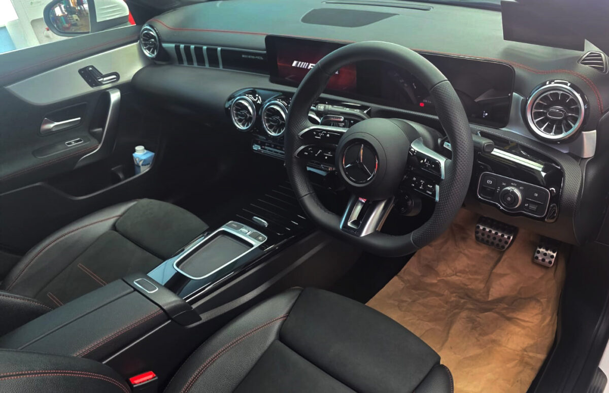 Detail of the Mercedes-Benz CLA35's bodywork sealed with ZeTough Ceramic.