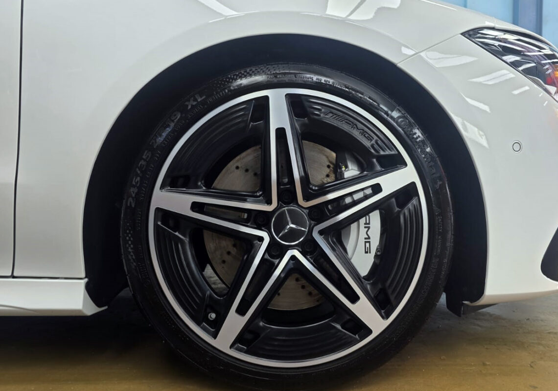 The Mercedes-Benz CLA35, finished and ready for collection.
