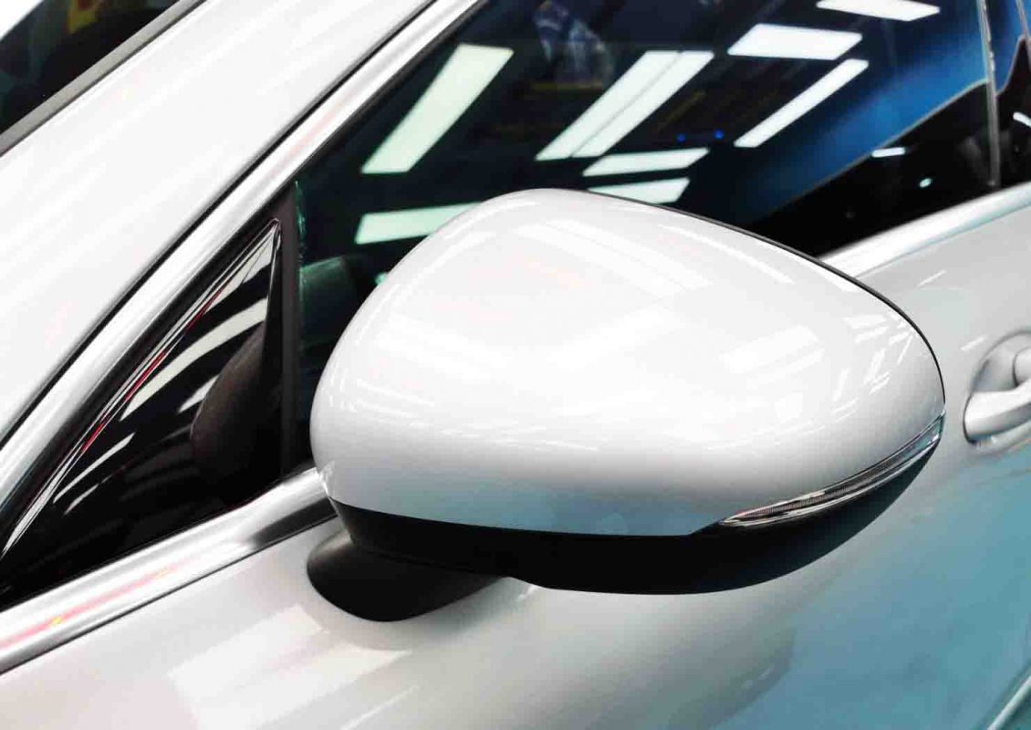 Side panel of the Mercedes-Benz CLA with the titanium finish locked in.