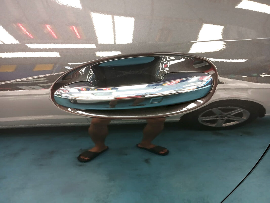 Front three-quarter view of the Mercedes-Benz CLE180 after coating.