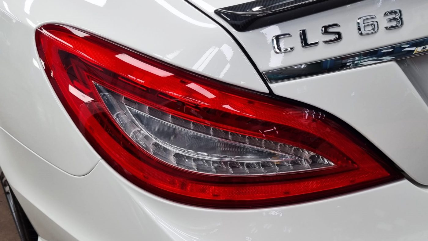 Front three-quarter view of the CLS63 after coating.
