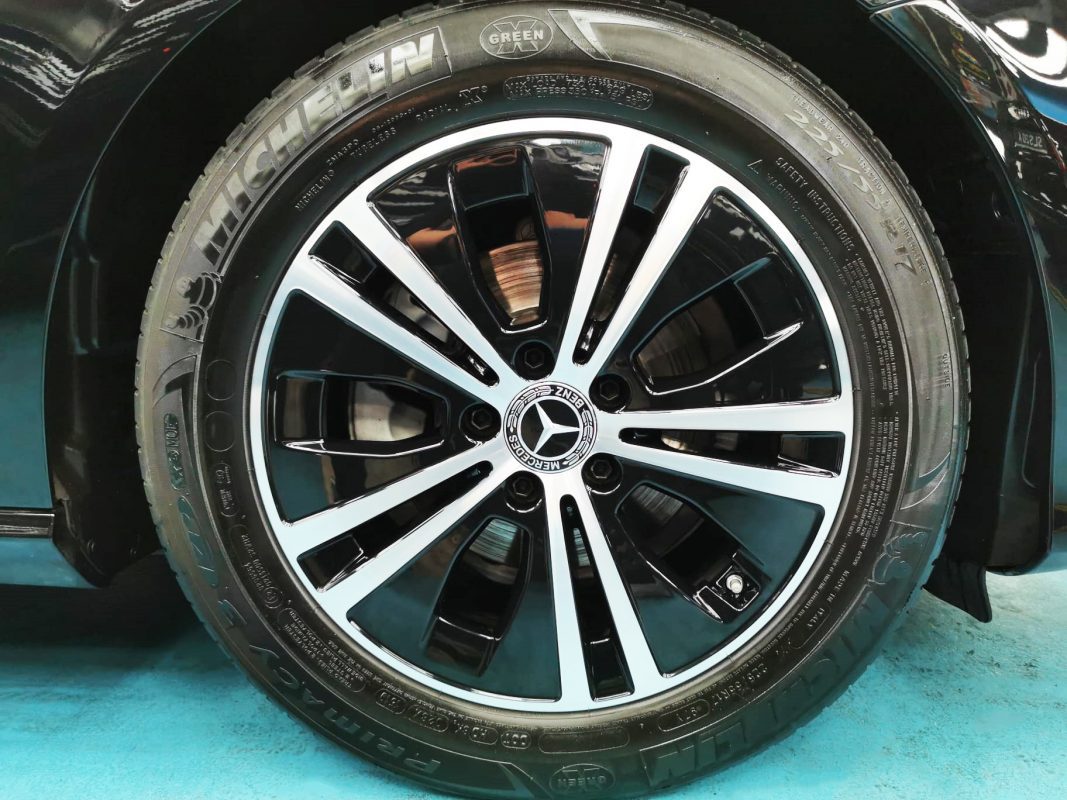 The Mercedes-Benz E180, finished and ready for collection.