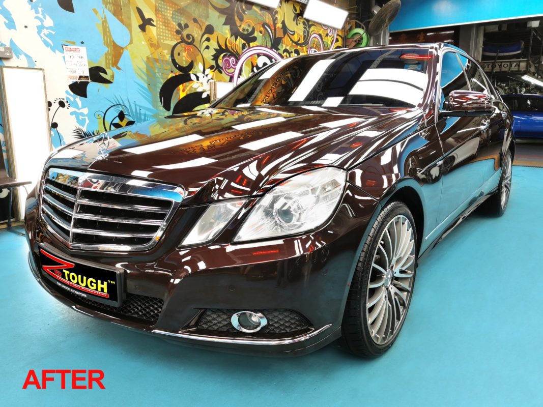 The Mercedes-Benz E200 after the full respray.