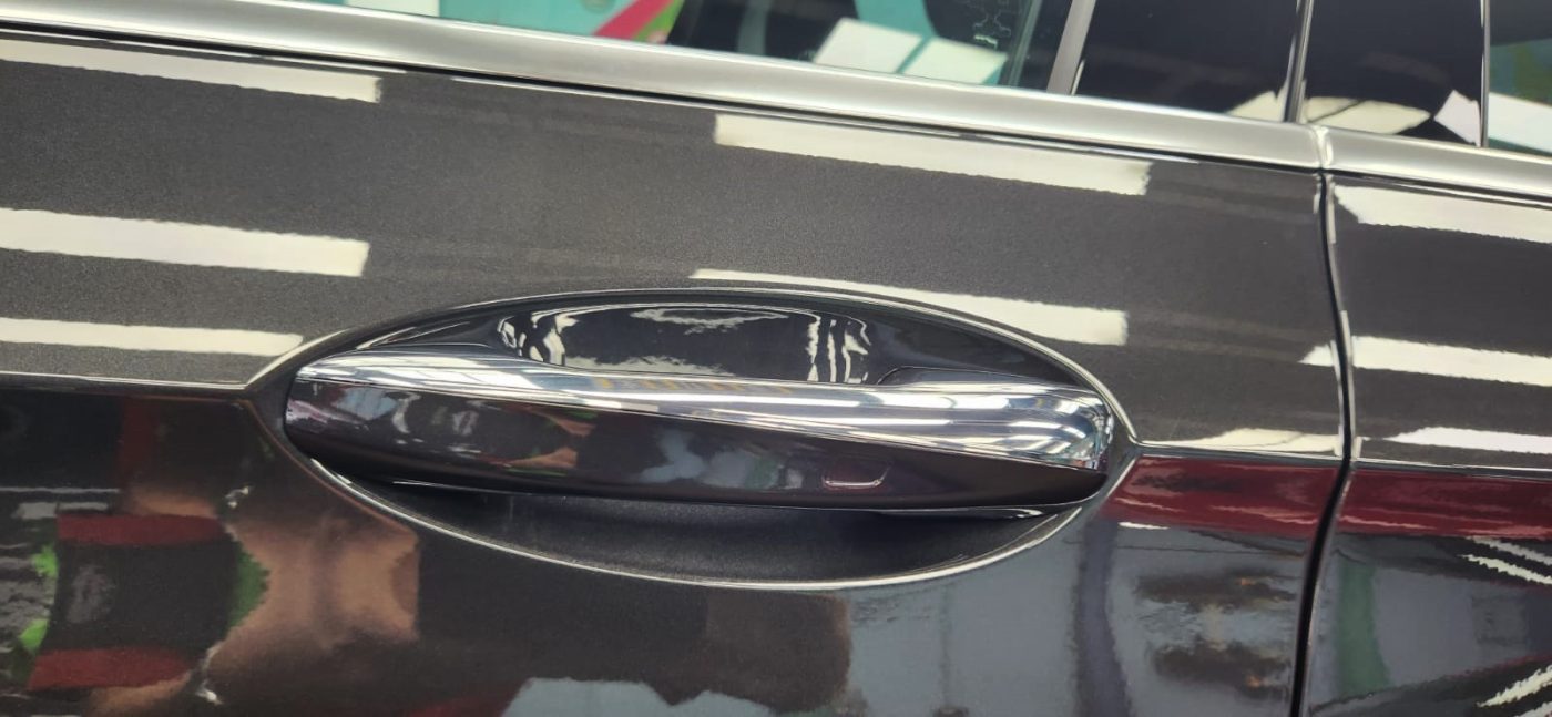 Front three-quarter view of the E200 after coating.