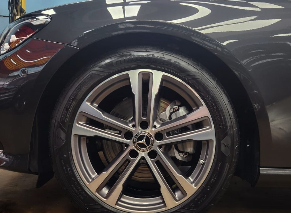 The Mercedes-Benz E200, finished and ready for collection.