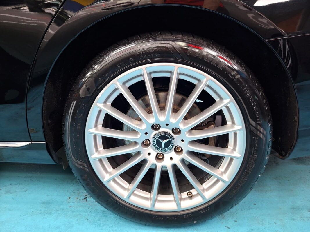 The Mercedes-Benz E200, finished and ready for collection.