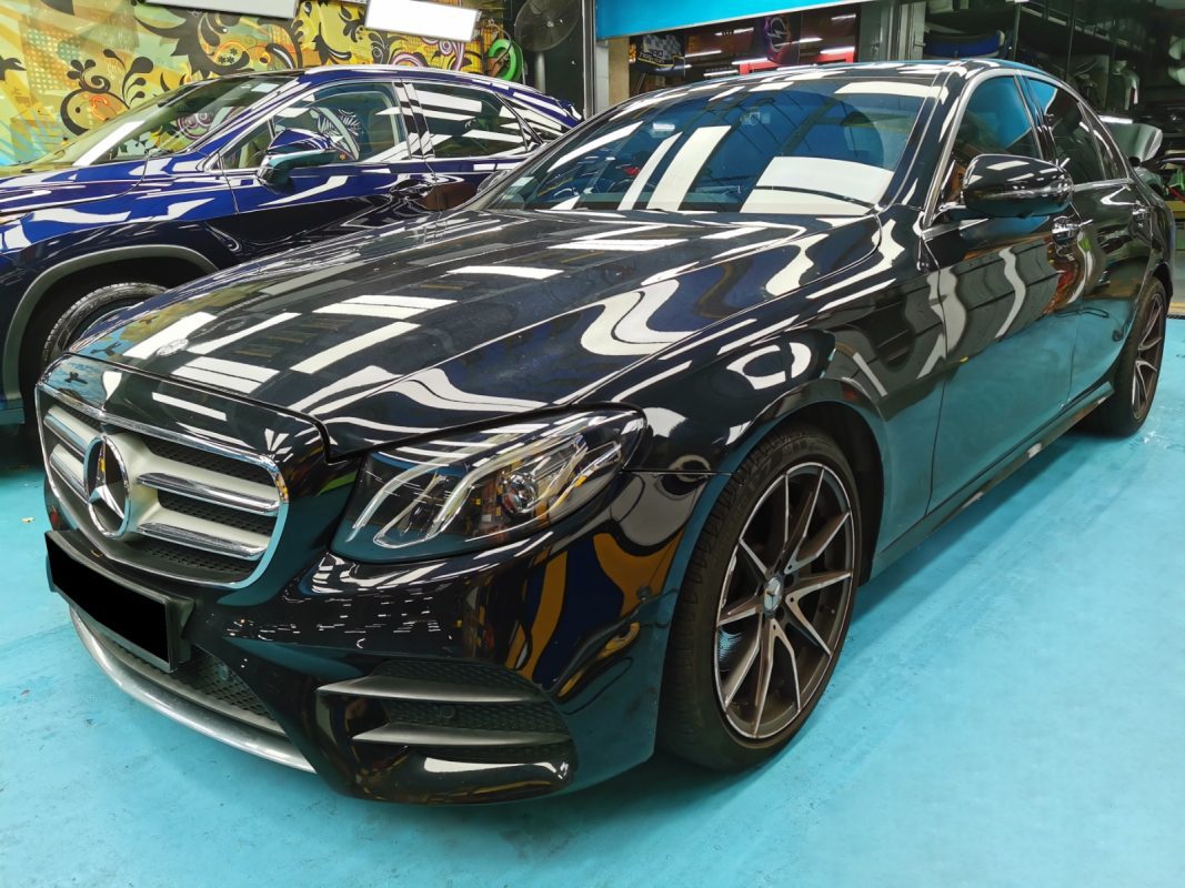 The Mercedes-Benz E220d as it arrived at Revol Carz before the respray.
