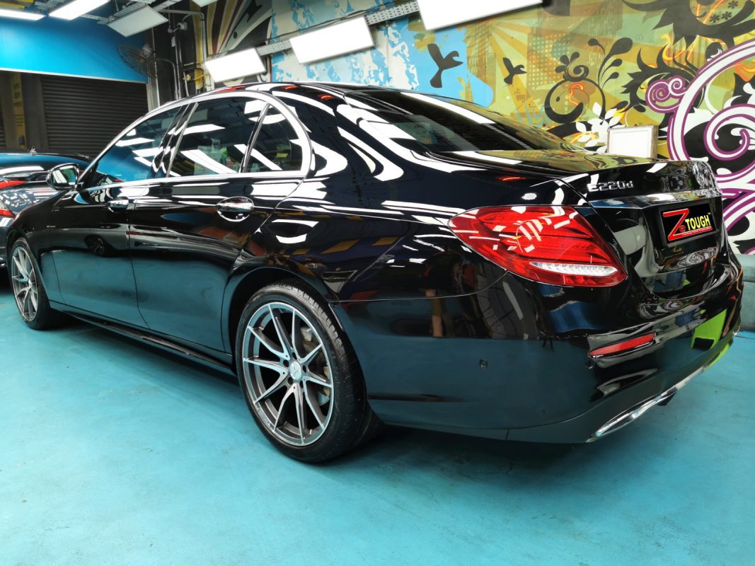 The Mercedes-Benz E220d ready for collection after the respray.
