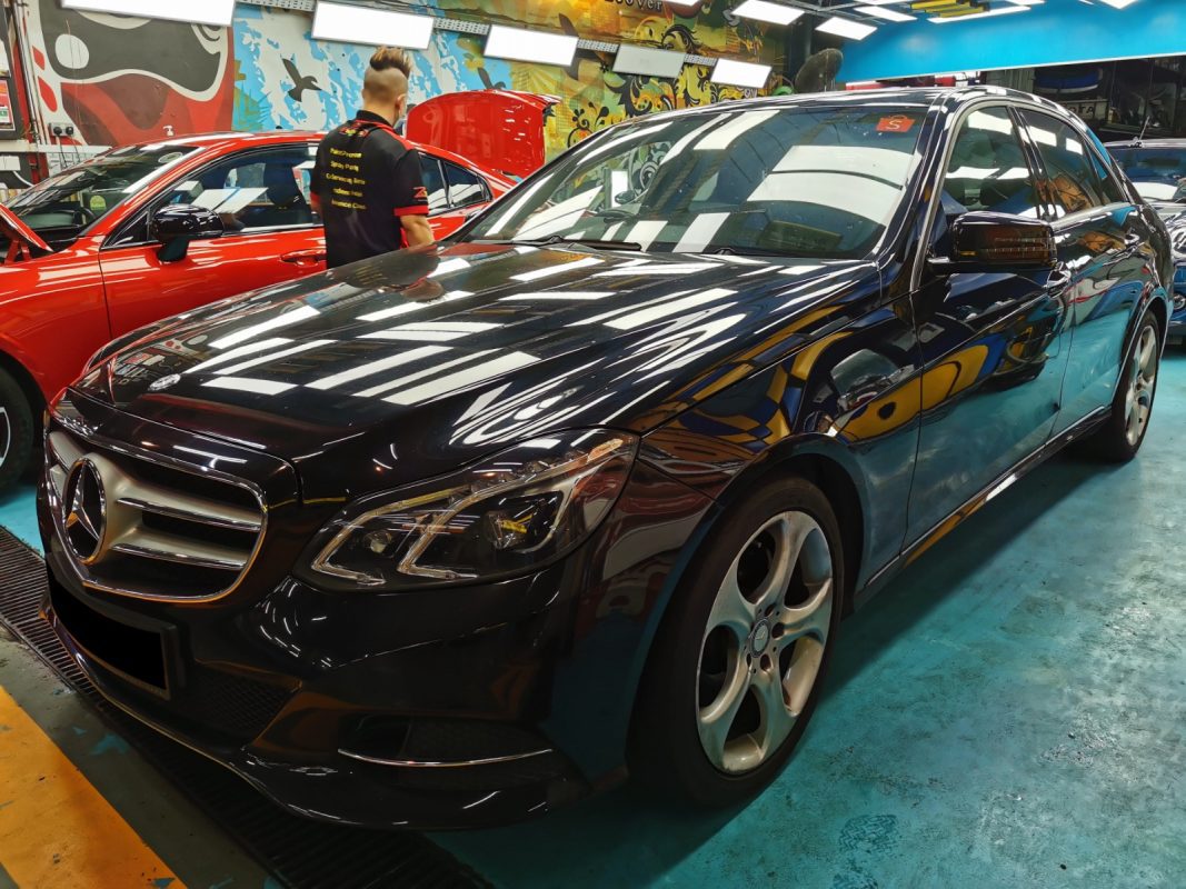 The Mercedes-Benz E250 as it arrived at Revol Carz before the respray.