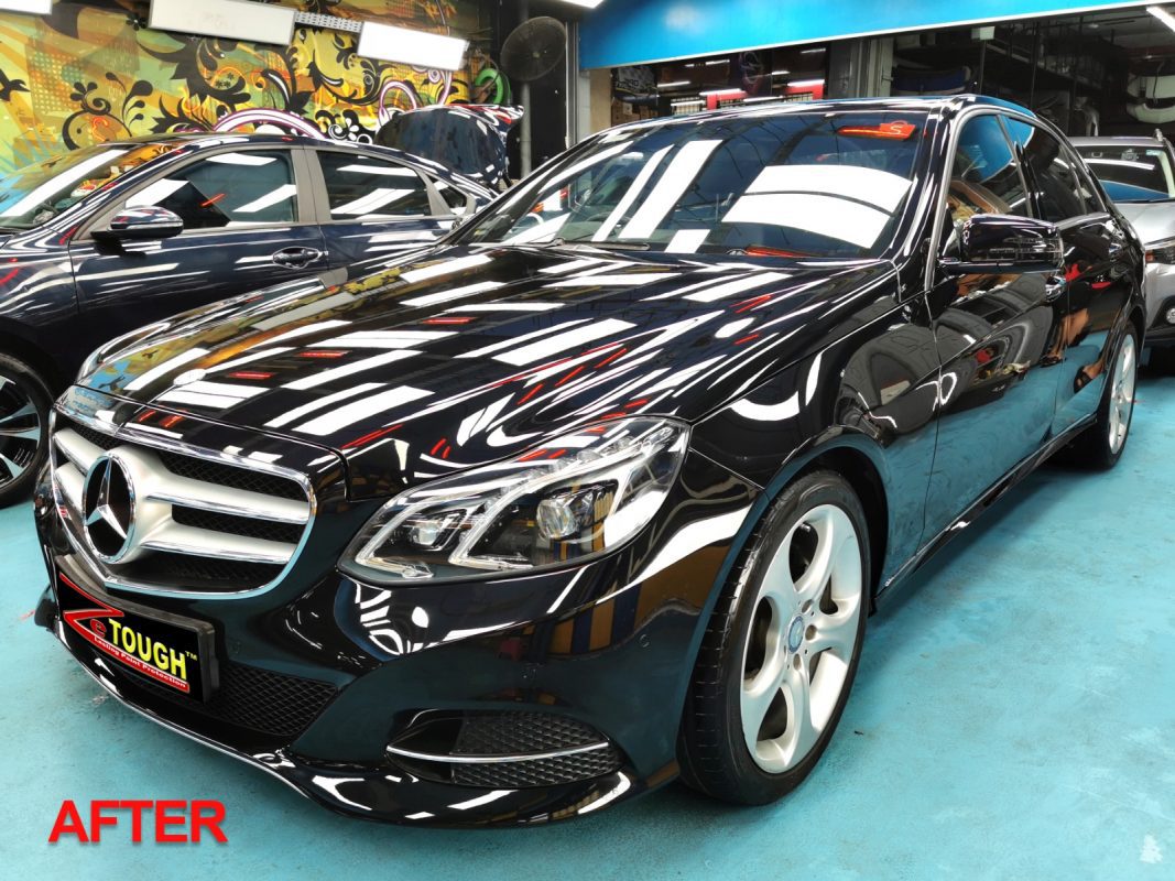 The Mercedes-Benz E250 after the full respray.