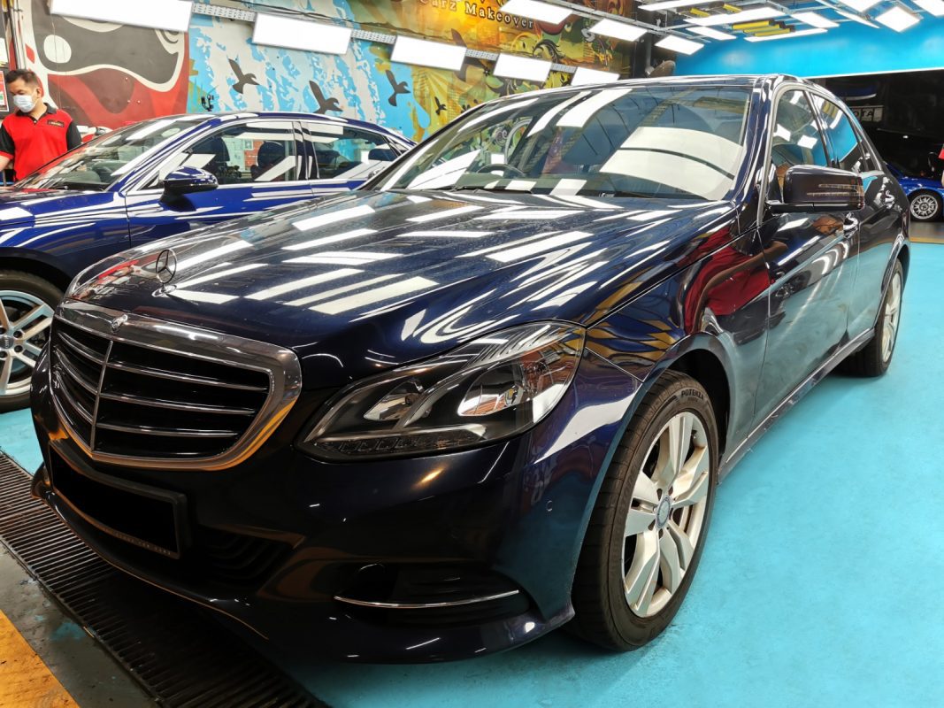 The Mercedes-Benz E250 as it arrived at Revol Carz before the respray.