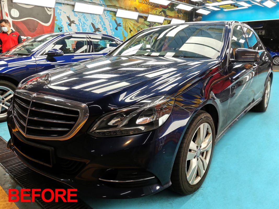 The Mercedes-Benz E250 after the full respray.