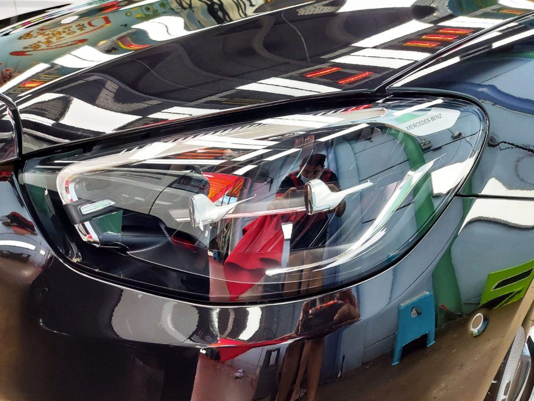 The E300's coated paintwork holding clean reflections.