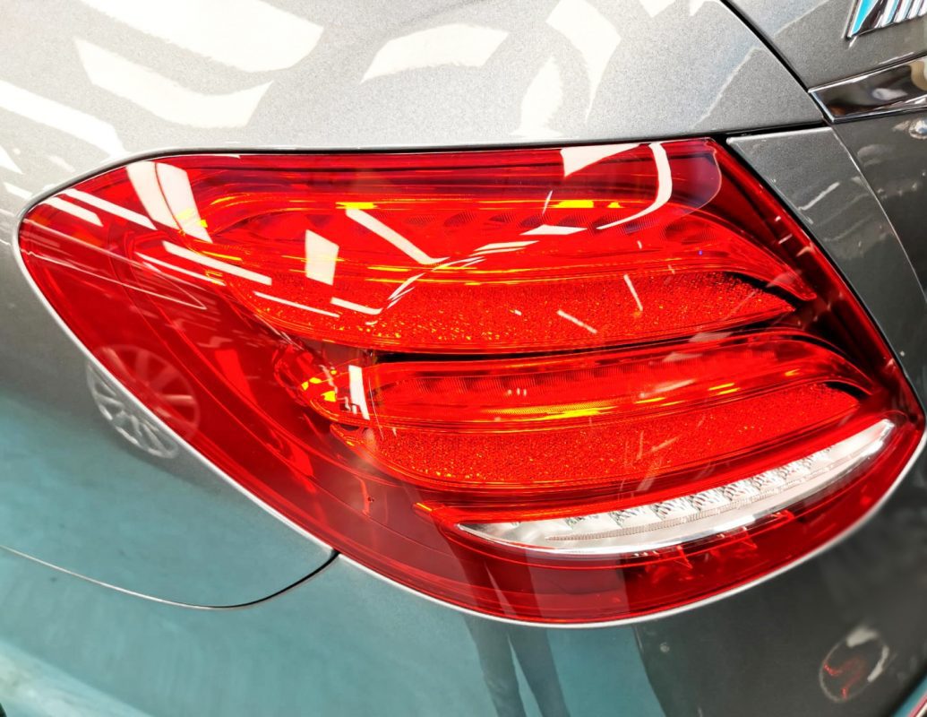 The bonnet of the E53 under workshop lighting.