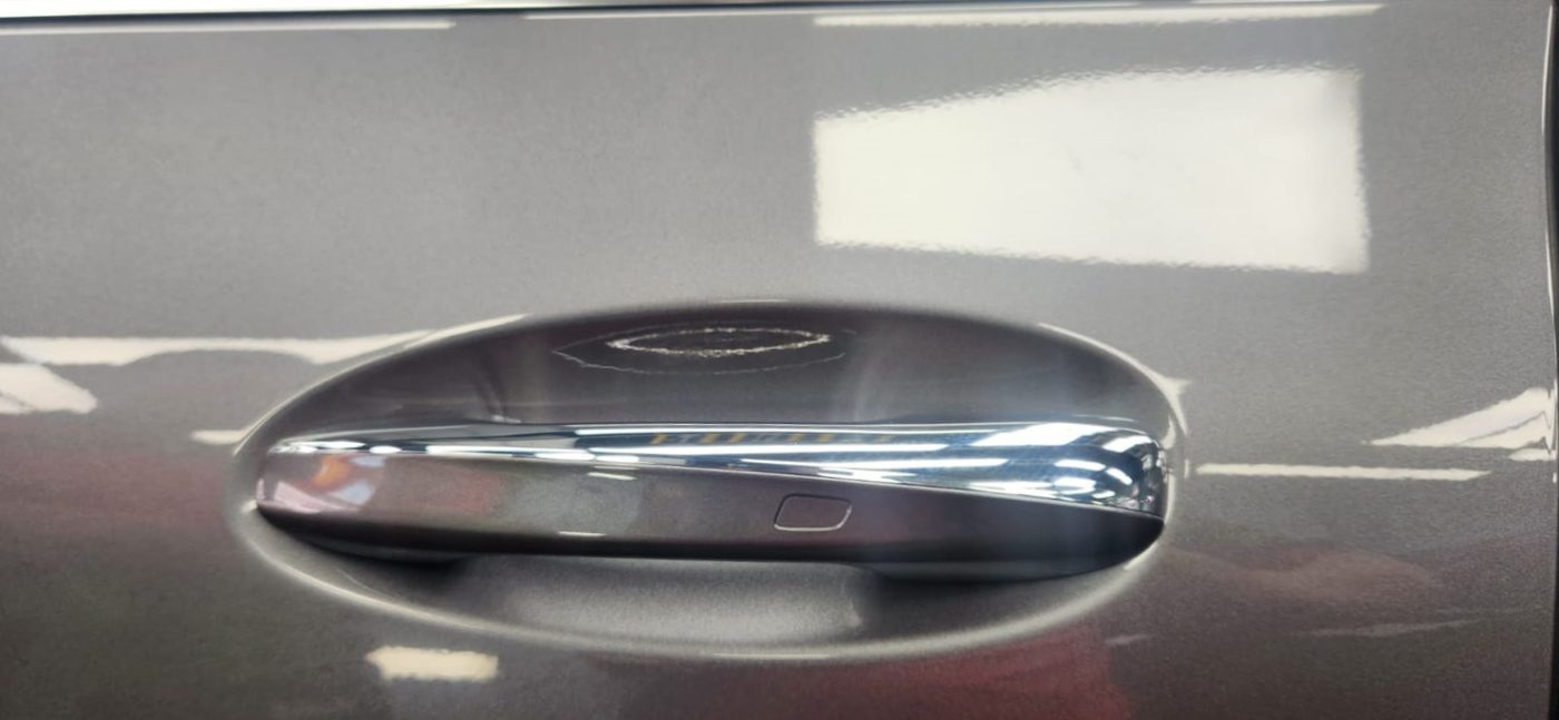 Front three-quarter view of the Mercedes-Benz GLA180 after coating.