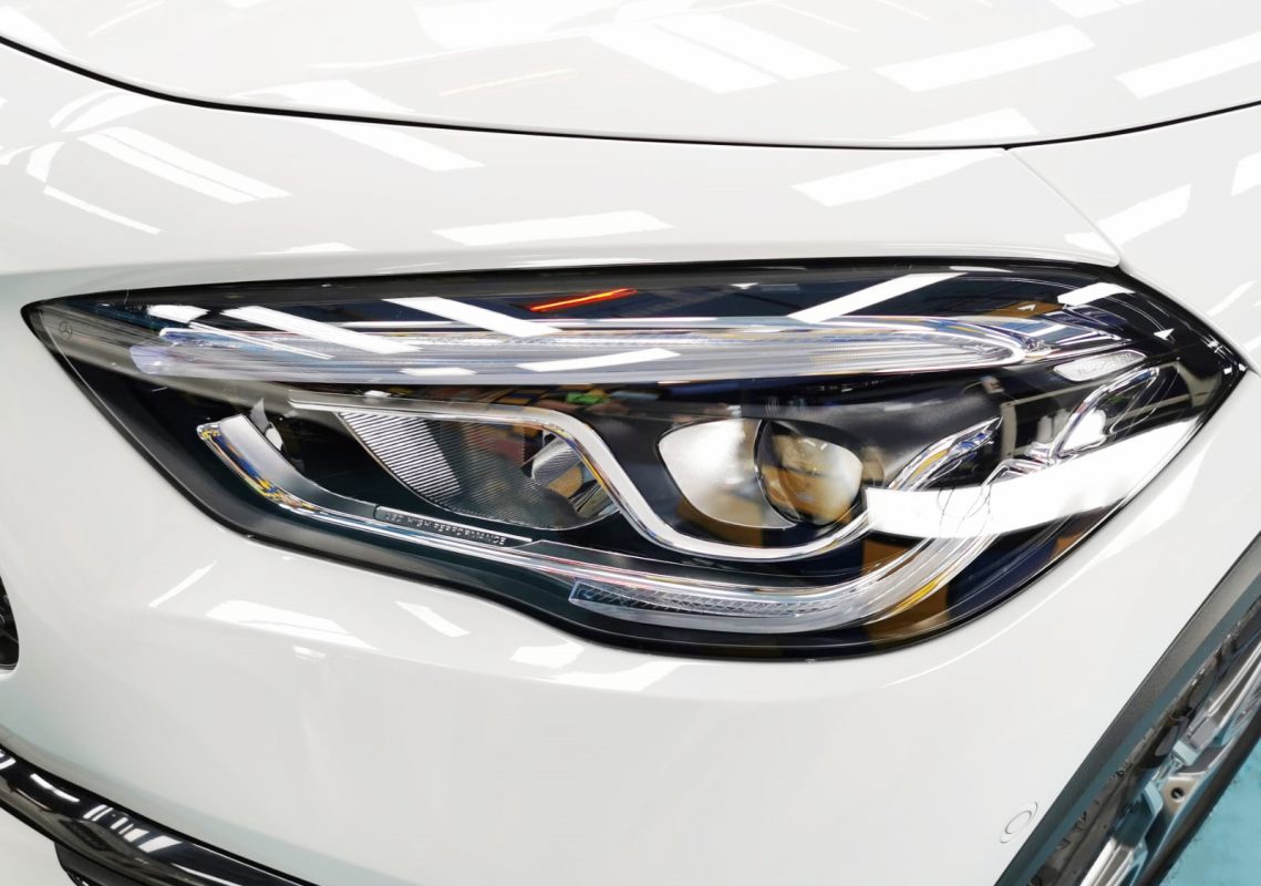 The GLA200 AMG's coated paintwork showing clean reflections.