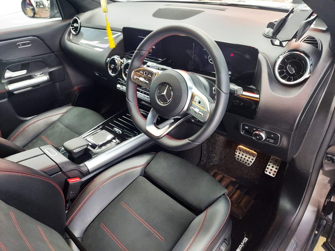 The Mercedes-Benz GLA200 parked in the workshop, freshly coated.