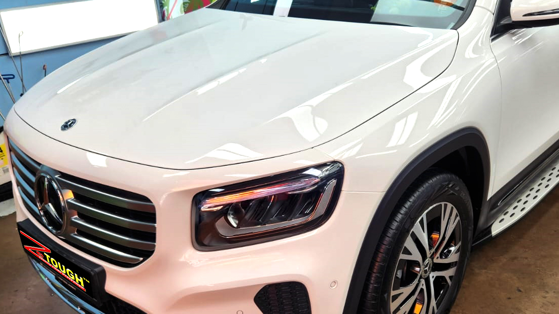 The Mercedes-Benz GLB180 from a side angle after the titanium coating.