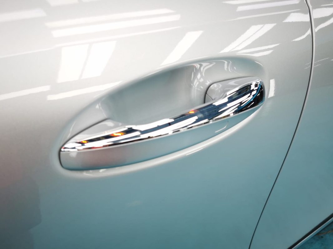 Front three-quarter view of the GLB180 after coating.