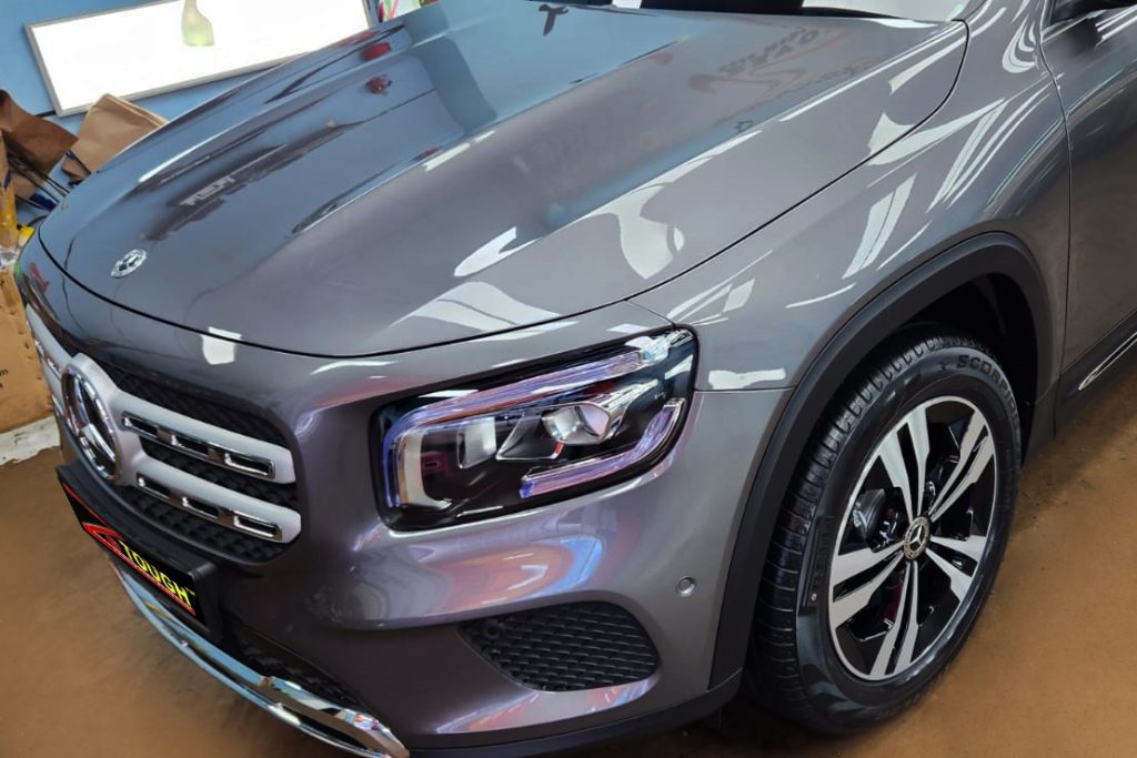 The Mercedes-Benz GLB180 from a side angle after the titanium coating.